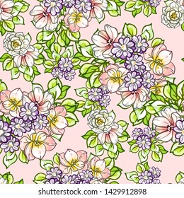Abstract elegance seamless pattern with floral background