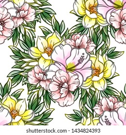 Abstract elegance seamless pattern with floral background