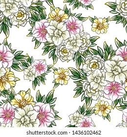 Abstract elegance seamless pattern with floral background