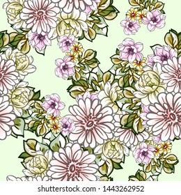Abstract elegance seamless pattern with floral background
