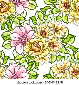 Abstract elegance seamless pattern with floral background