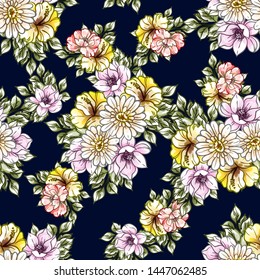 Abstract elegance seamless pattern with floral background
