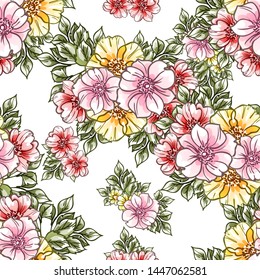 Abstract elegance seamless pattern with floral background
