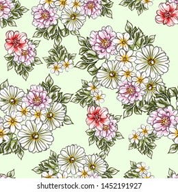 Abstract elegance seamless pattern with floral background