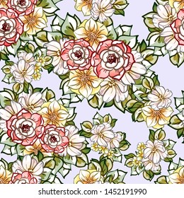 Abstract elegance seamless pattern with floral background