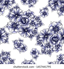 Abstract elegance seamless pattern with floral background
