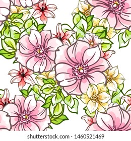 Abstract elegance seamless pattern with floral background