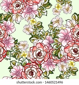 Abstract elegance seamless pattern with floral background