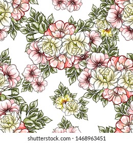 Abstract elegance seamless pattern with floral background