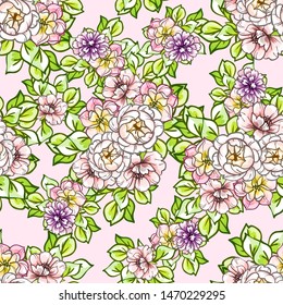 Abstract elegance seamless pattern with floral background