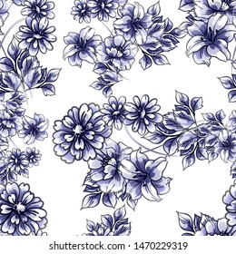 Abstract elegance seamless pattern with floral background