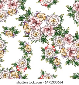 Abstract elegance seamless pattern with floral background