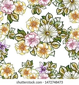 Abstract elegance seamless pattern with floral background