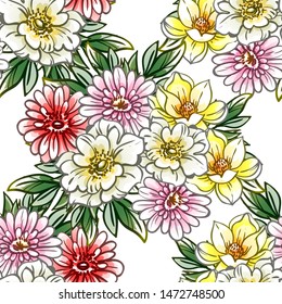Abstract elegance seamless pattern with floral background