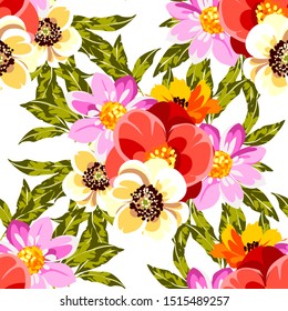 Abstract elegance seamless pattern with floral background