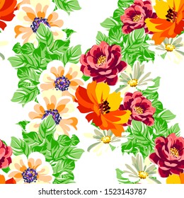 Abstract elegance seamless pattern with floral background