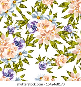 Abstract elegance seamless pattern with floral background