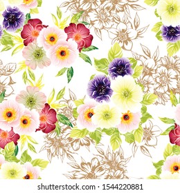 Abstract elegance seamless pattern with floral background