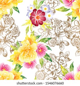 Abstract elegance seamless pattern with floral background