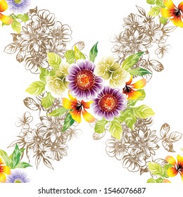 Abstract elegance seamless pattern with floral background