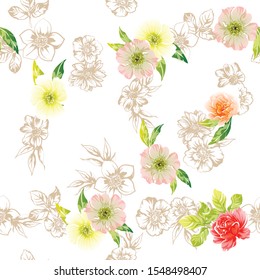 Abstract elegance seamless pattern with floral background