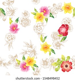 Abstract elegance seamless pattern with floral background
