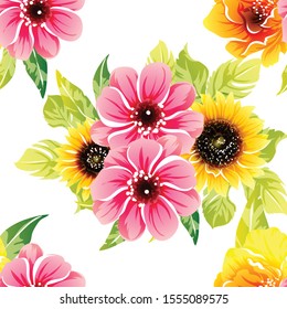 Abstract elegance seamless pattern with floral background