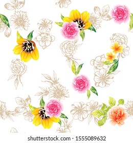Abstract elegance seamless pattern with floral background