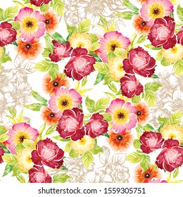 Abstract elegance seamless pattern with floral background