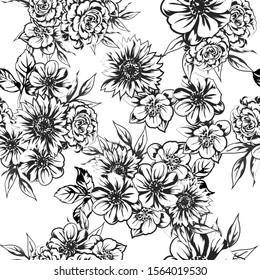 Abstract elegance seamless pattern with floral background