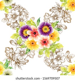 Abstract elegance seamless pattern with floral background