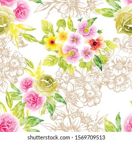 Abstract elegance seamless pattern with floral background