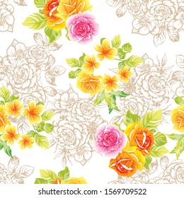 Abstract elegance seamless pattern with floral background