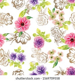Abstract elegance seamless pattern with floral background