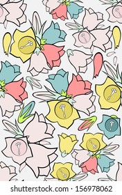 Abstract Elegance Seamless pattern with floral background
