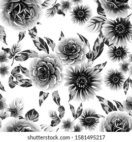 Abstract elegance seamless pattern with floral background
