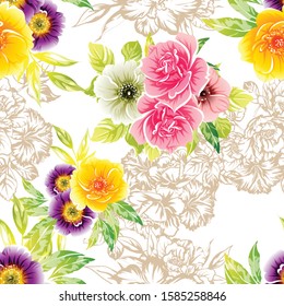 Abstract elegance seamless pattern with floral background