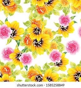 Abstract elegance seamless pattern with floral background