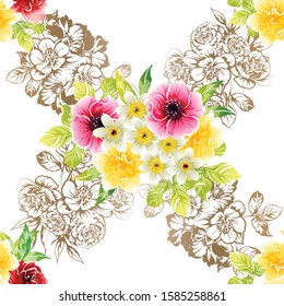 Abstract elegance seamless pattern with floral background