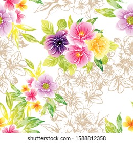 Abstract elegance seamless pattern with floral background