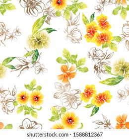 Abstract elegance seamless pattern with floral background