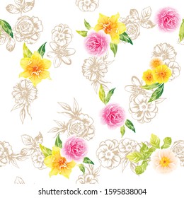 Abstract elegance seamless pattern with floral background