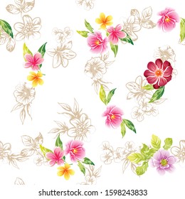 Abstract elegance seamless pattern with floral background