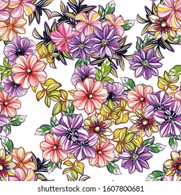 Abstract elegance seamless pattern with floral background
