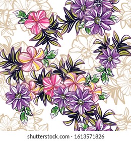 Abstract elegance seamless pattern with floral background