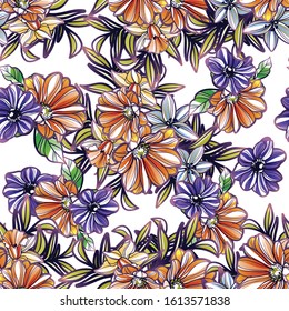 Abstract elegance seamless pattern with floral background