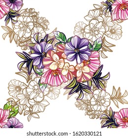 Abstract elegance seamless pattern with floral background