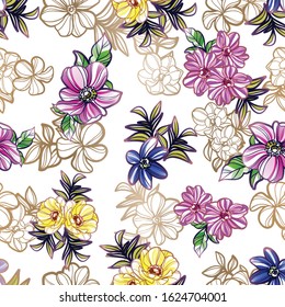 Abstract elegance seamless pattern with floral background