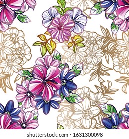 Abstract elegance seamless pattern with floral background