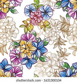 Abstract elegance seamless pattern with floral background